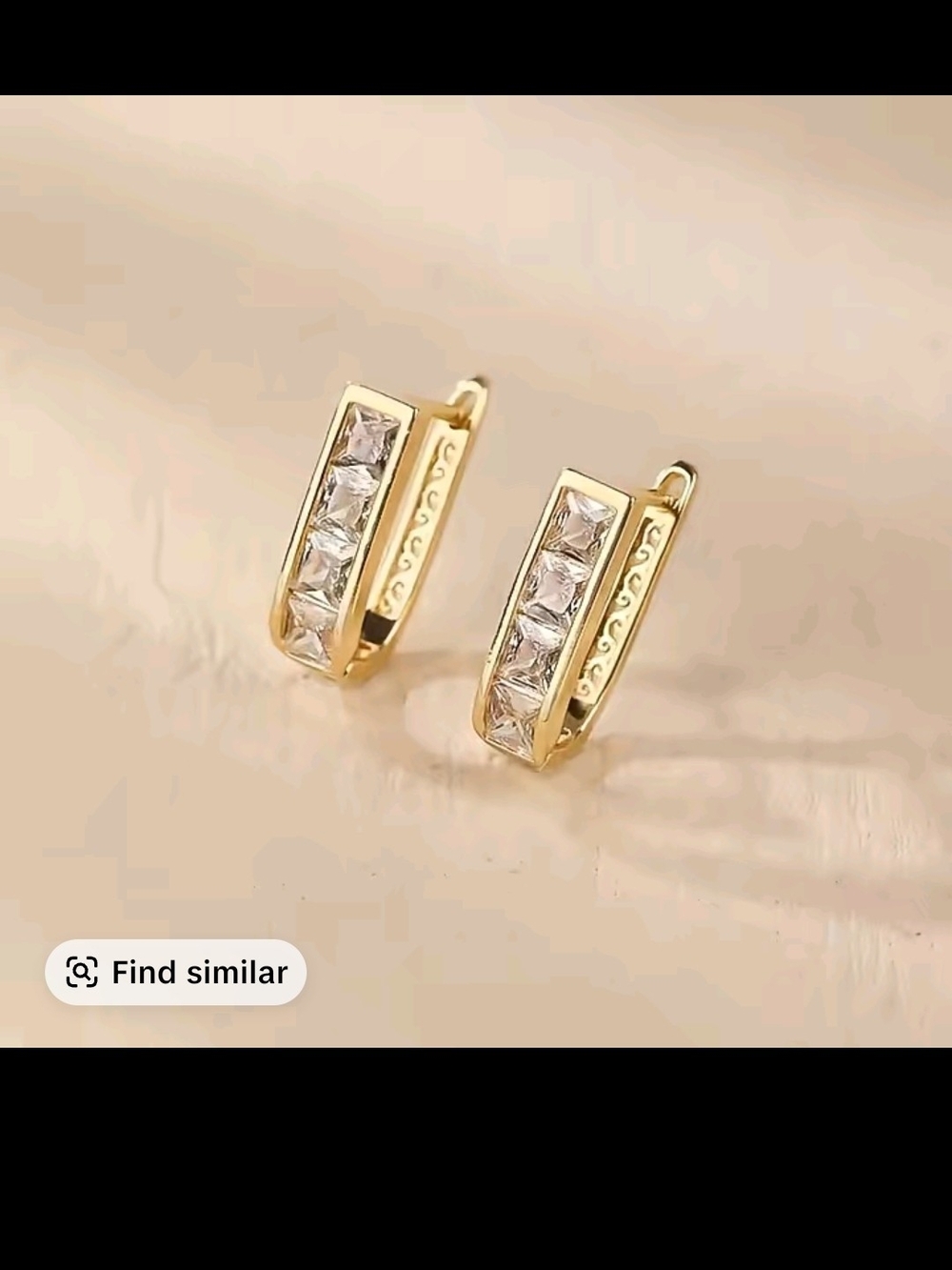 18k Gold Plated Crystal Huggie Earrings - Women Jewelry